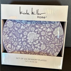 Nicole Miller NWT Home Purple Floral Dessert Plates